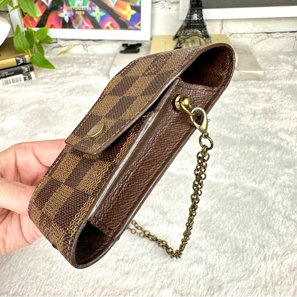 Louis Vuitton Damier Ebene Card Case Holder KEY FOB wristlet pouch CUTE! - Picture 6 of 9